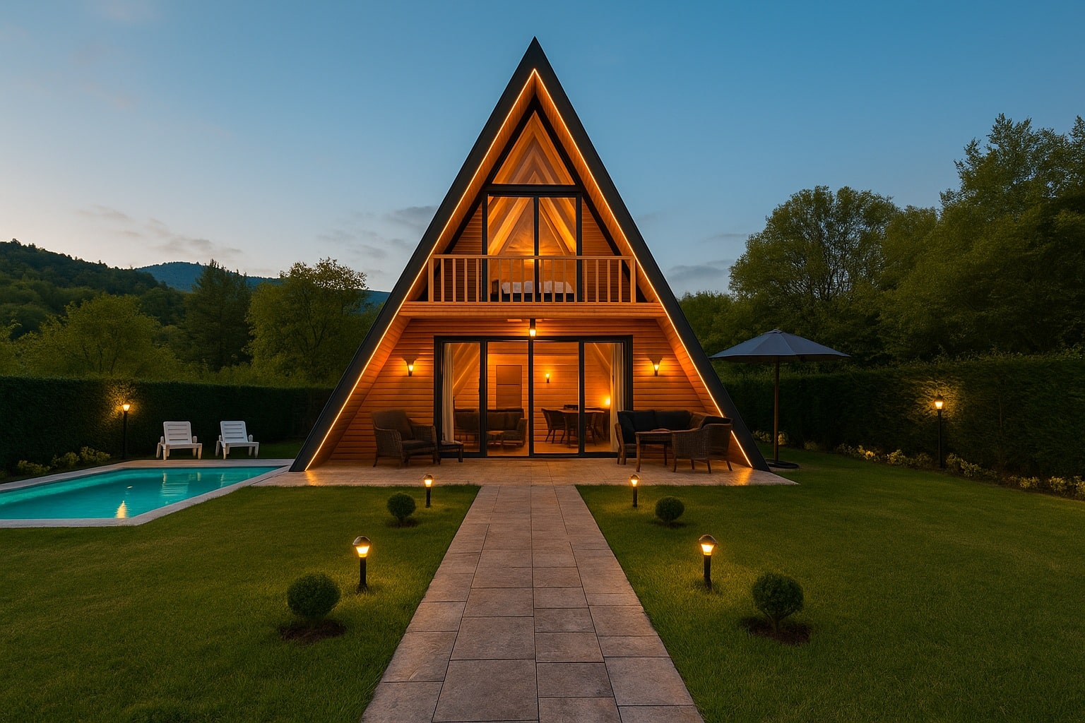 Rize'de jakuzili balayı bungalovu manzarası